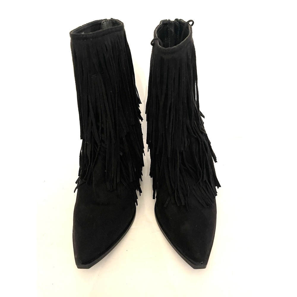 Boho-Chic Western Wild Pair Women's Leonie Fringe Boot 8 Black Modern Cowgirl